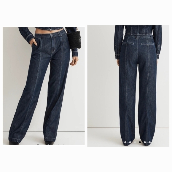 Madewell The Perfect Vintage Wide Leg Seam Trouser Denim Blue Jeans Sz 27 - Picture 1 of 16